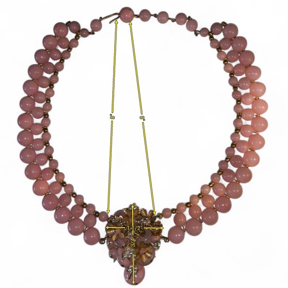 Vintage Pink Beaded Necklace Floral Cluster Gold Tone Haskell Style Hand Wired - Picture 10 of 10